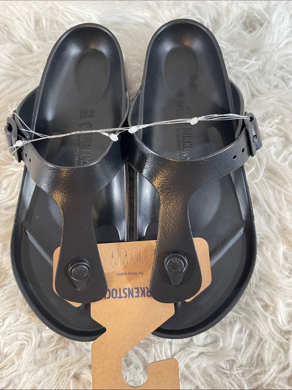 BIRKENSTOCK Gizeh Essentials Black Slip On Lightweight Size 10 NEW - Picture 5 of 14